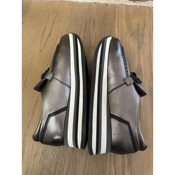 Softwaves Metallic Pewter Leather Chain Platform Loafers EU 38.5 US 7.5 M - Picture 11 of 13